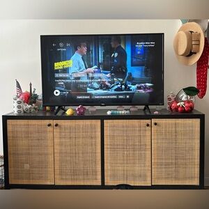 Pick up only - Black and Tan Media Console + Roku 43 inch TV
